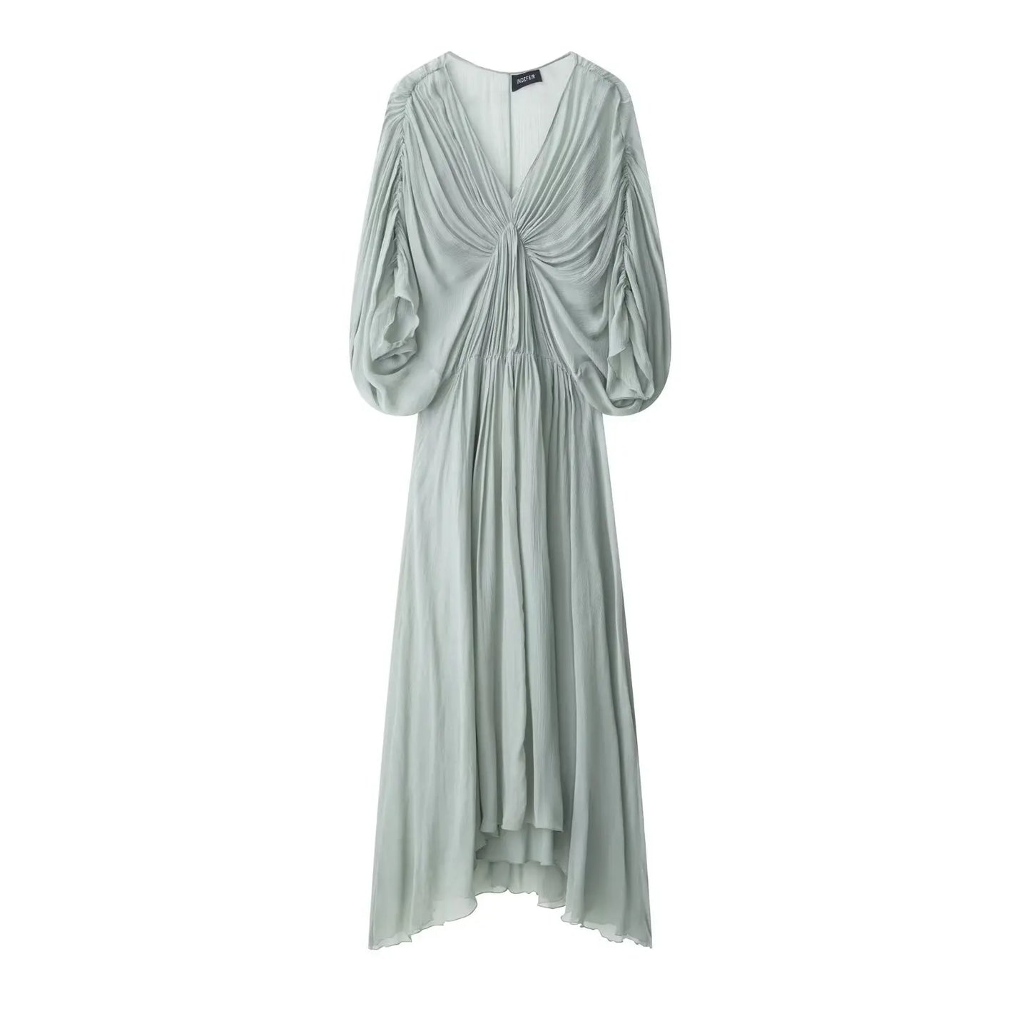 HH Women's Summer Fashion V-Neck Pleated-Detail Midi Dress - Backless, Short-Sleeve, Solid Color, Flirty & Chic